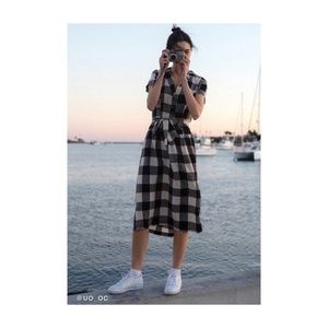 UO Natalie Linen Belted Shirt Dress